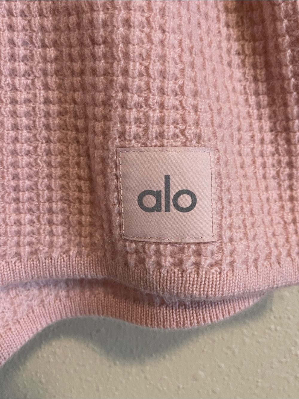 ALO Yoga Blush Pink Waffle Knit Two-Piece Loungewear Set - Picture 4 of 10
